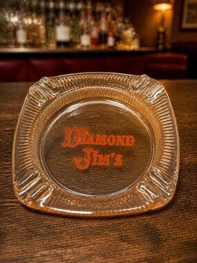 Diamond Jim's St Paul MN Supper Club Advertising Ashtray Vintage Amber Glass